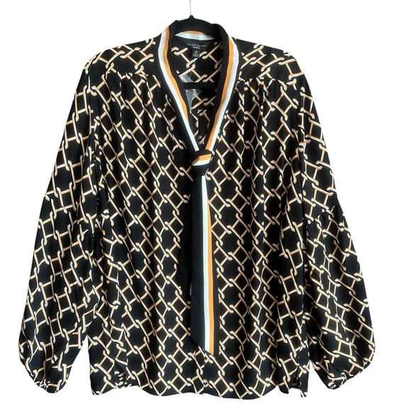 Investments Woman The Bow Blouse Long Sleeve Tie Neck Top - Picture 2 of 11